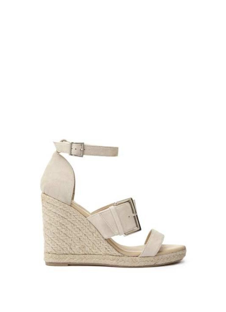Neutral Olive Oversize Buckle Wedge