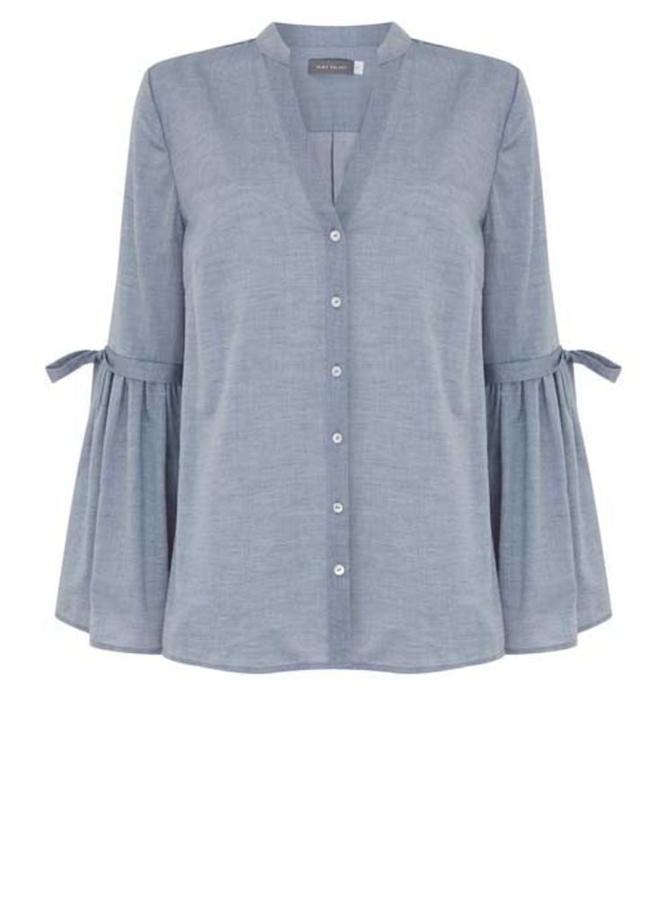 Chambray Fluted Sleeve Shirt