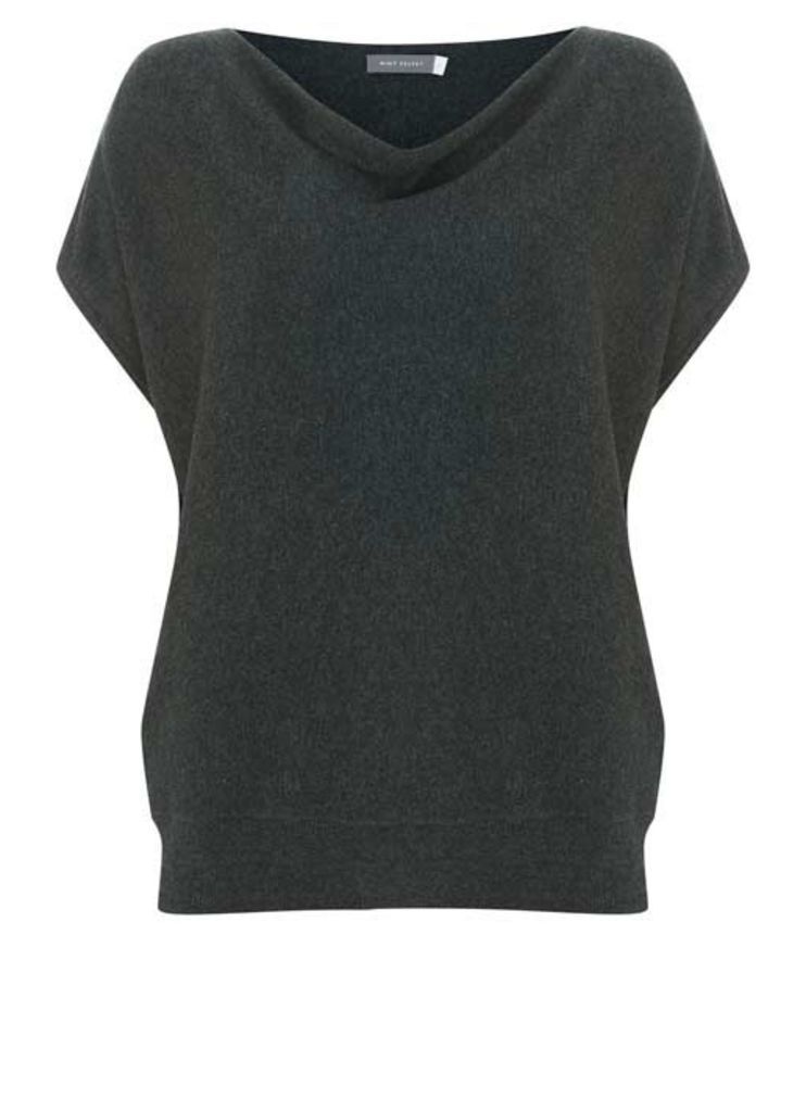 Charcoal Short Sleeve Batwing Knit