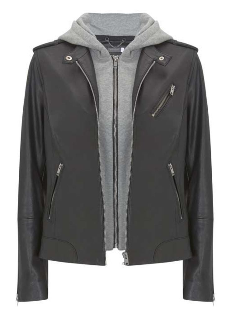 Black Jersey & Leather Jacket