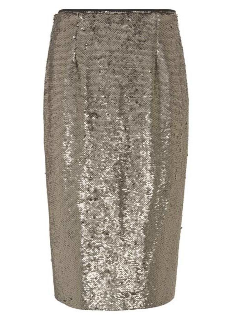 Taupe All Over Sequin Skirt