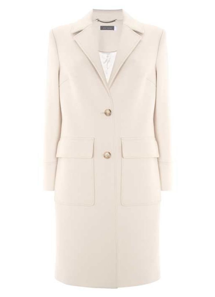 White Luxe Twill Coat