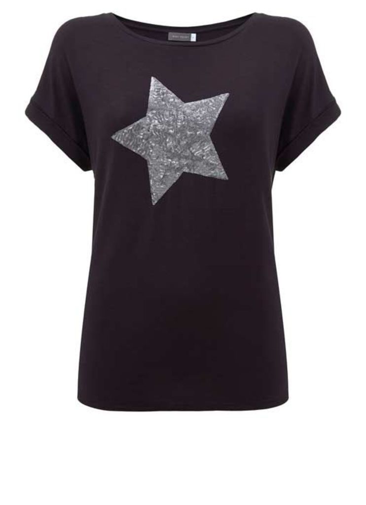 Charcoal Sequined Star Tee