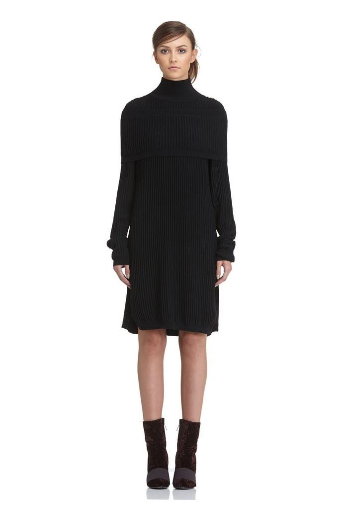 Emile High Neck Knitted Dress - Black