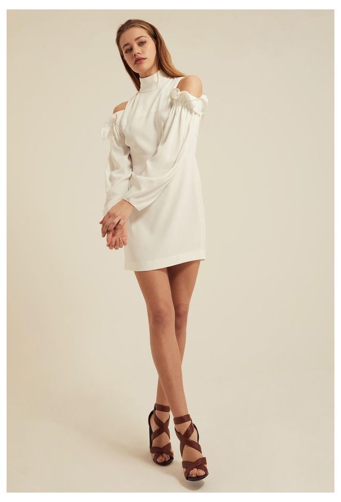 Azha Cold Shoulder Mini Dress - Cream White