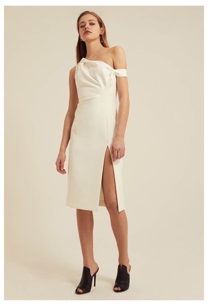 Didion Structured Knee Length Dress - Cream White