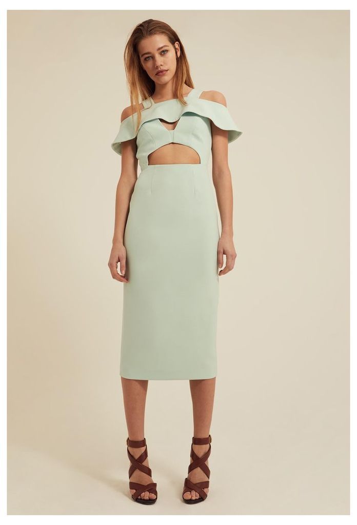 Etira Cold Shoulder Midi Dress - Chalky Mint
