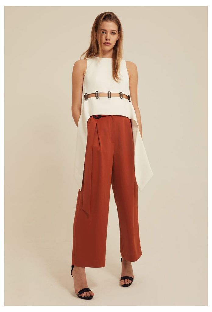 Levia Belted Waist Trousers - Rust