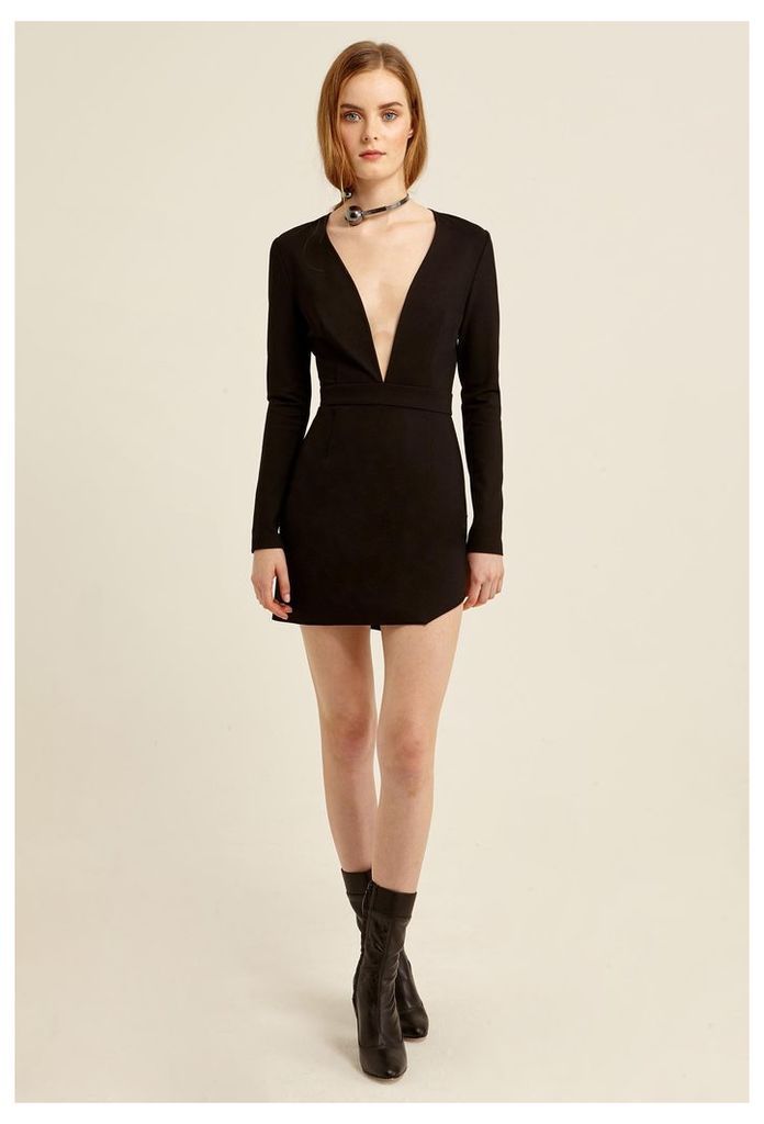 Milla Deep Plunge Mini Dress - Black