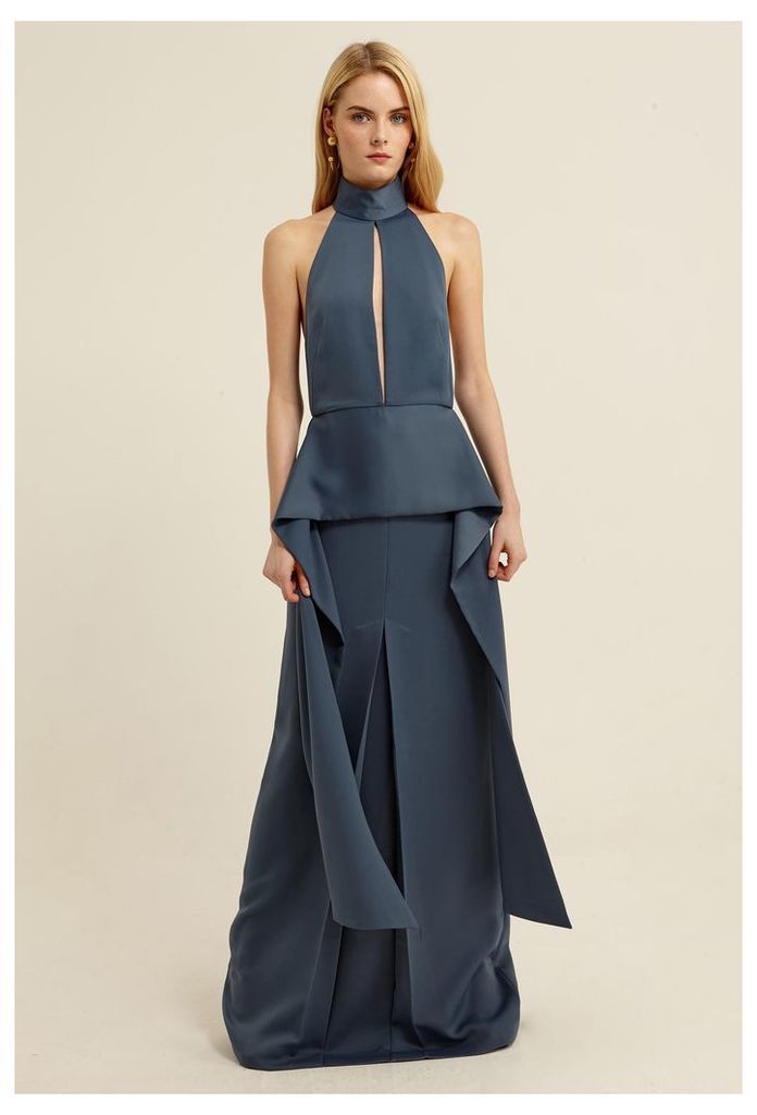 Stasia Halterneck Maxi Dress - Slate Blue