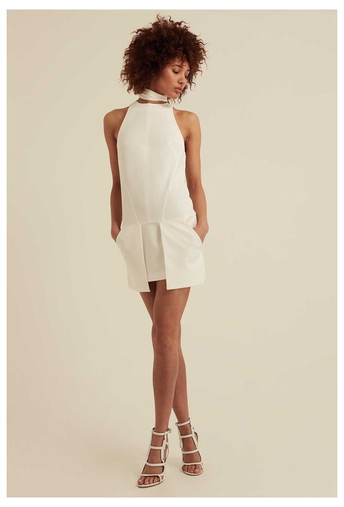 Bella Choker Detail Mini Dress - White
