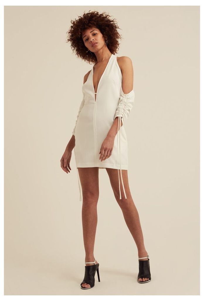 Oleena Cold Shoulder Mini Dress - White