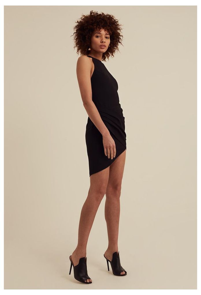 Siana Asymmetric Mini Dress - Black