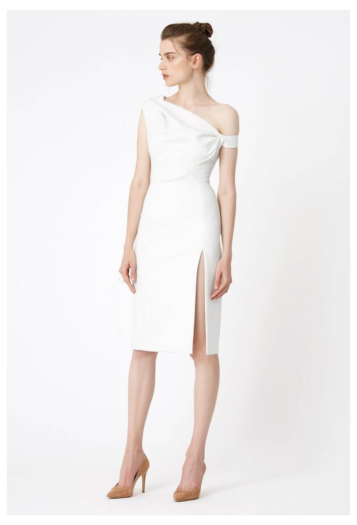Didion Structured Knee Length Dress - Cream White