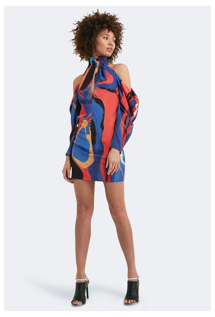 Pauline Cold Shoulder Mini Dress - Azine Print