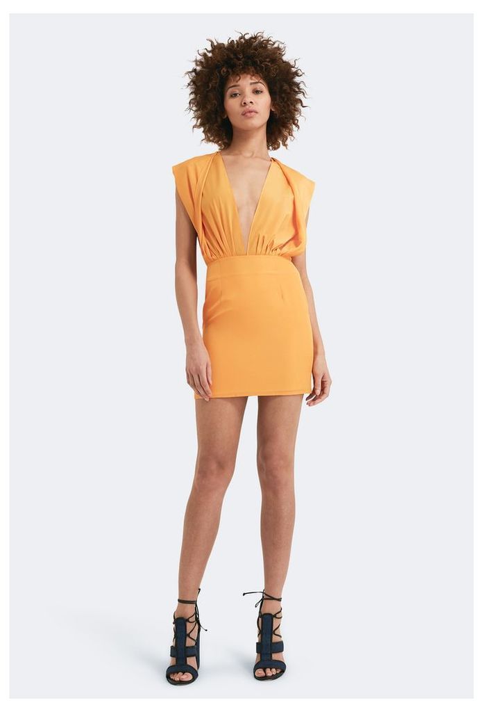Reese Deep Plunge Mini Dress - Saffron