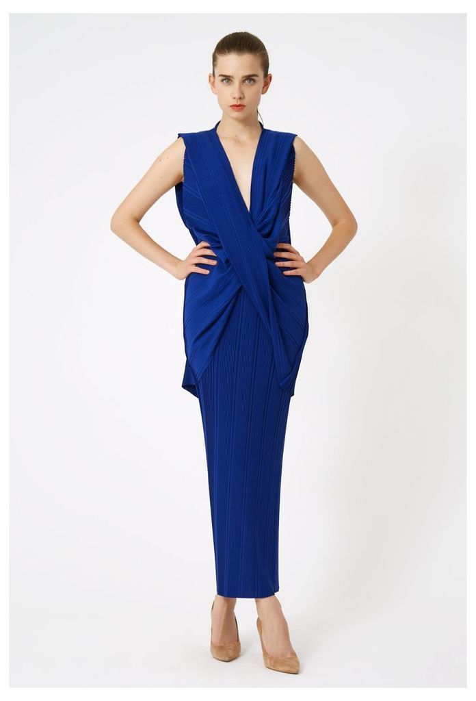Olivia Pleated Maxi Dress - Cobalt Blue
