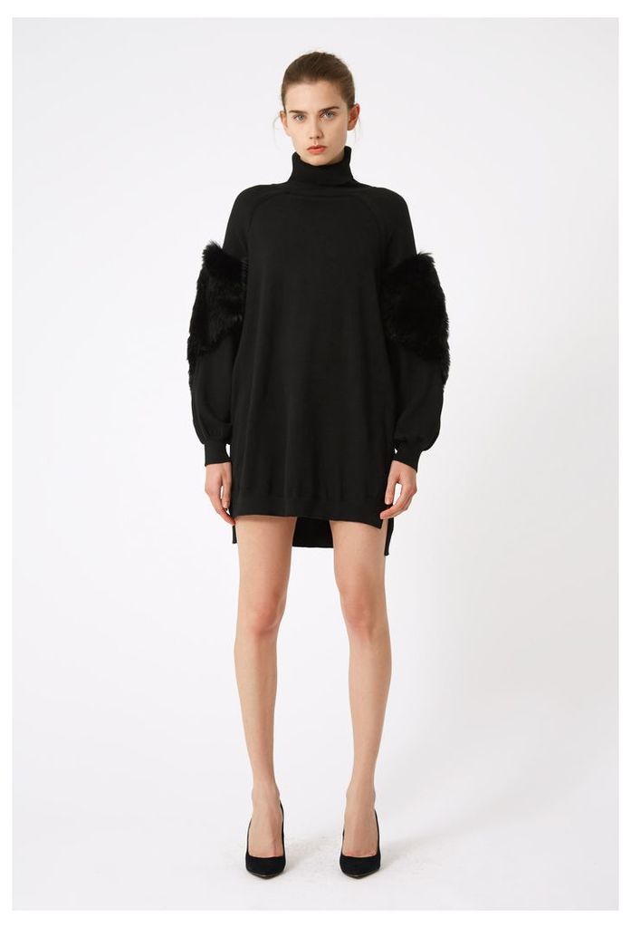 Emily High Neck Jumper Dress - Black