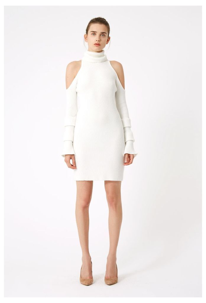 Chaya Cold Shoulder Jumper Dress - White