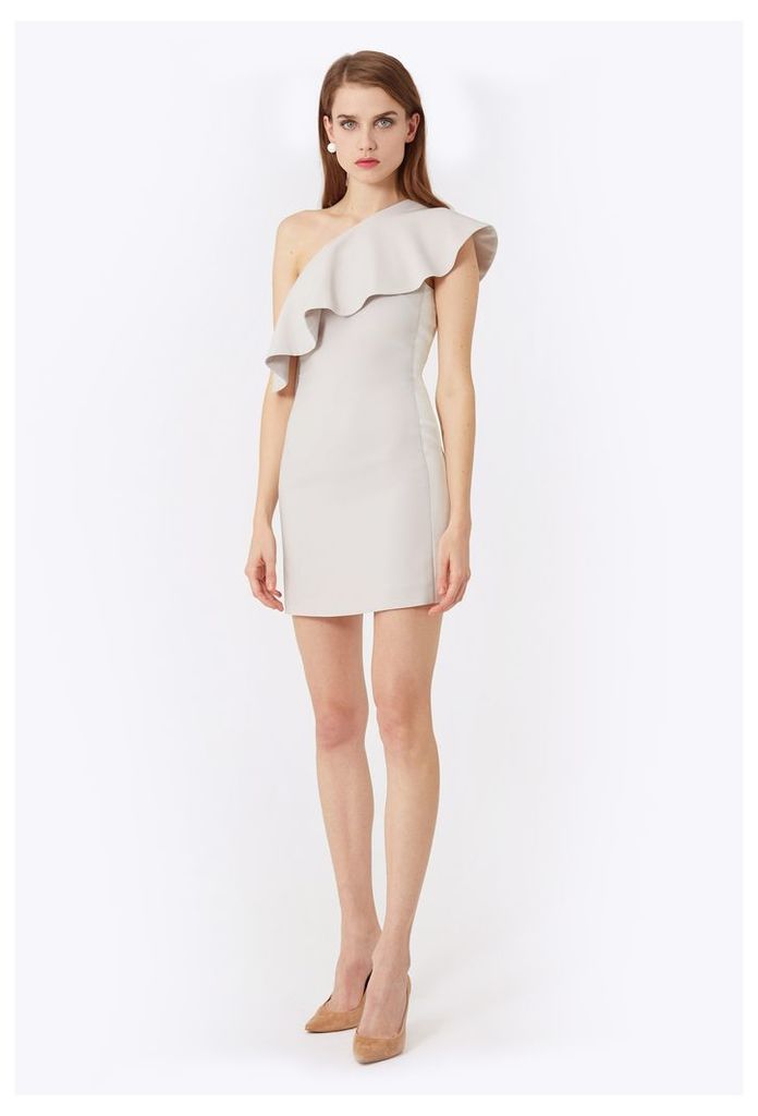 Andes One Shoulder Mini Dress - Stone / White