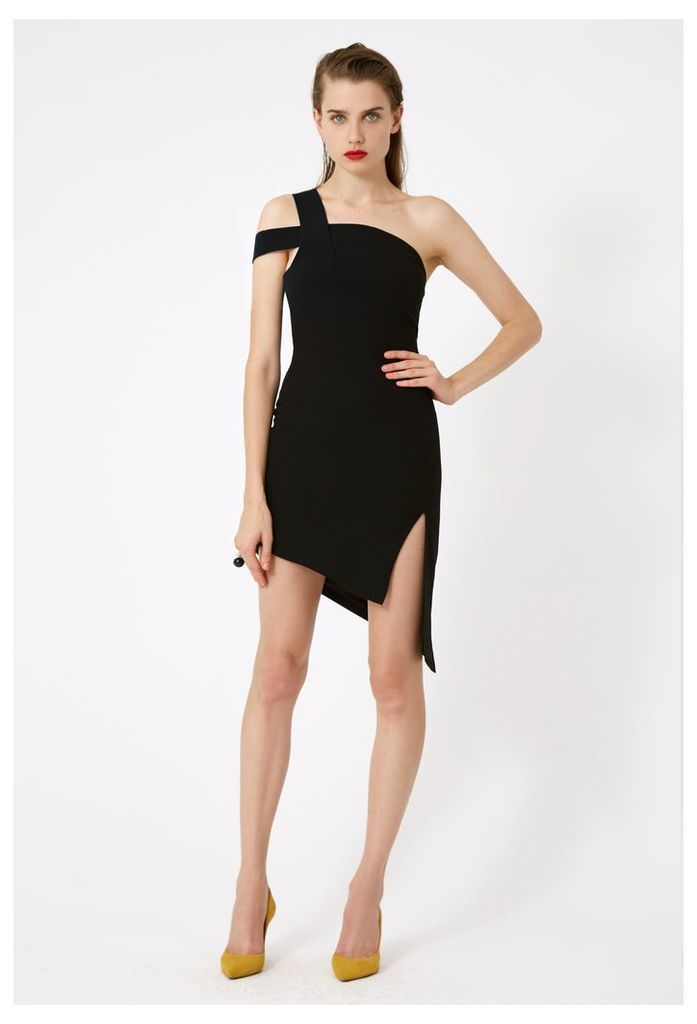 Candice One Shoulder Mini Dress - Black