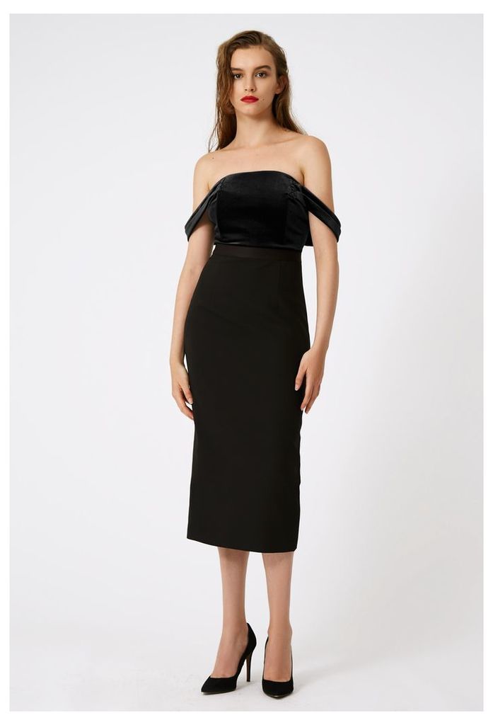 Francessca Off The Shoulder Midi Dress - Black