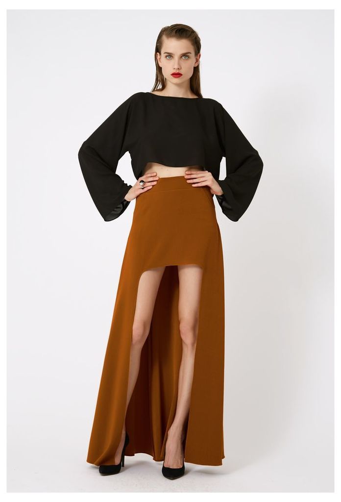 Laura Asymmetric Maxi Skirt - Burnt Rust