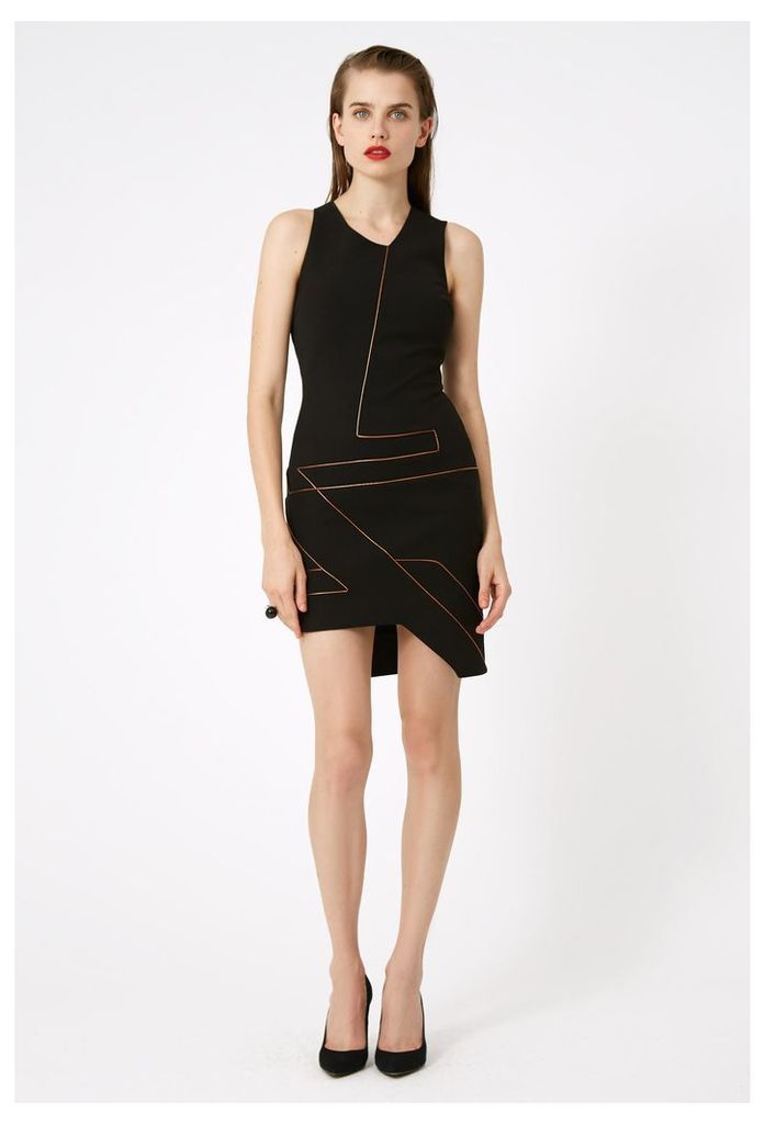 Ina Asymmetric Mini Dress - Black / Gold