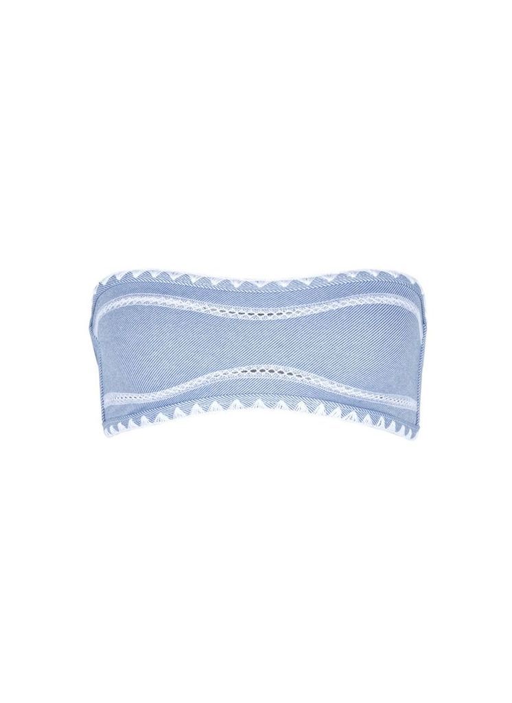 'The Babe' stitched denim effect bandeau top