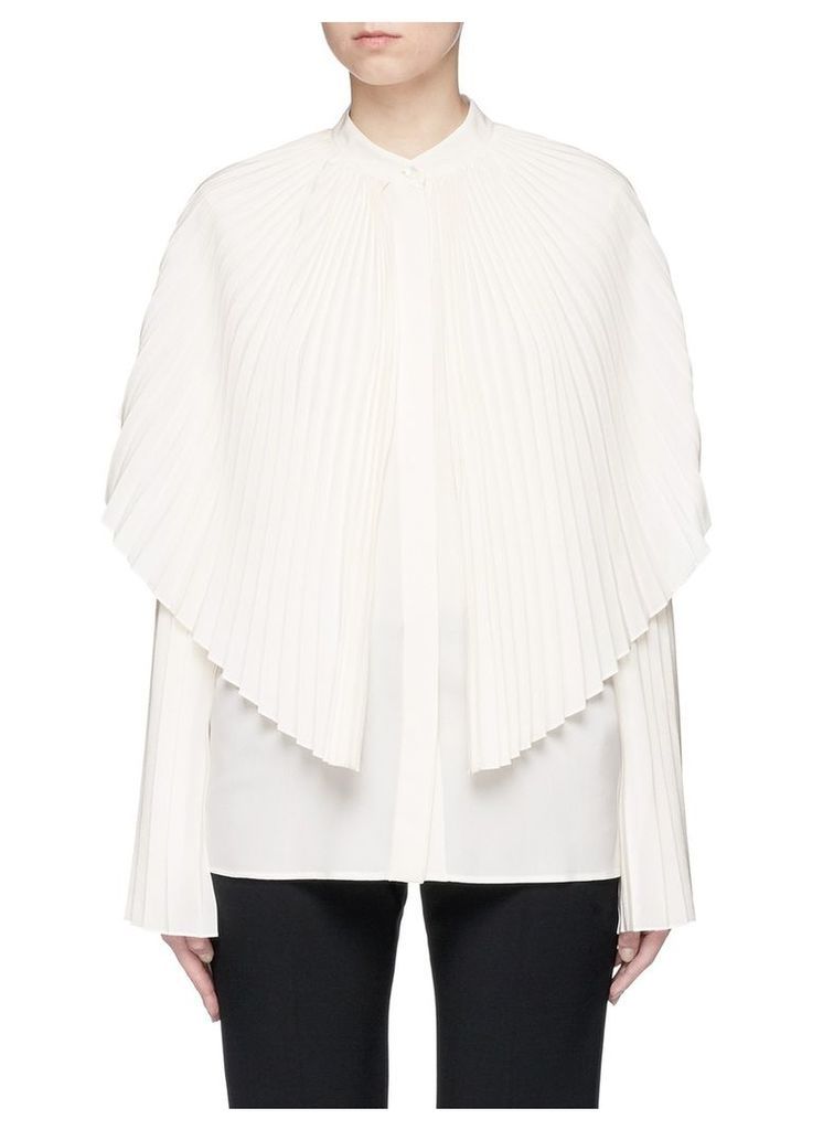 'Carissa' pleated cape overlay silk shirt