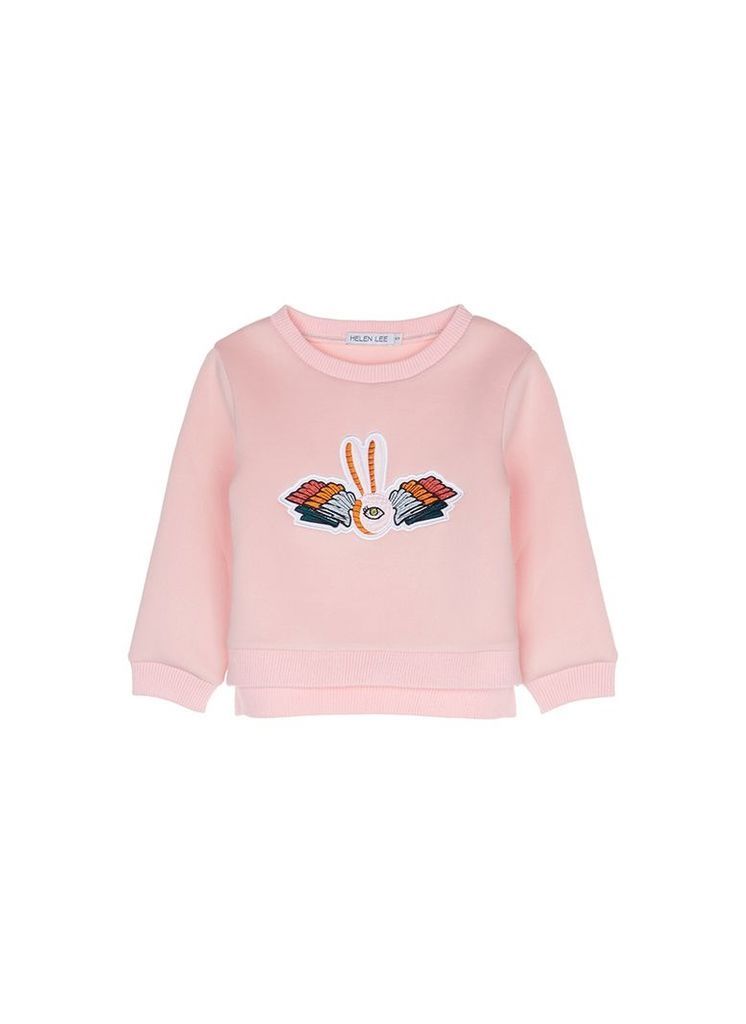 Bunny embroidered scuba jersey kids sweatshirt