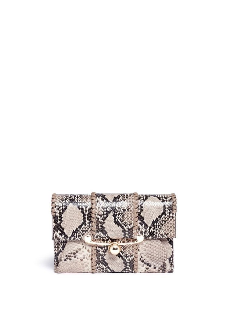 'Belle' python embossed leather clutch