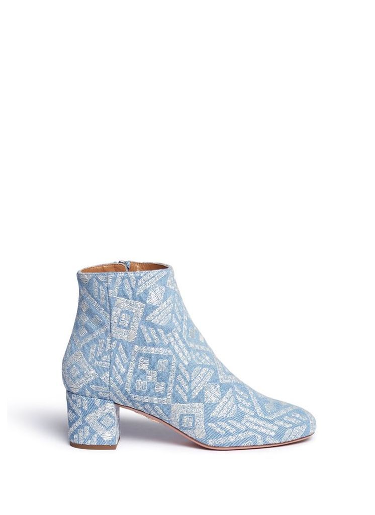'Brooklyn' geometric embroidered denim boots