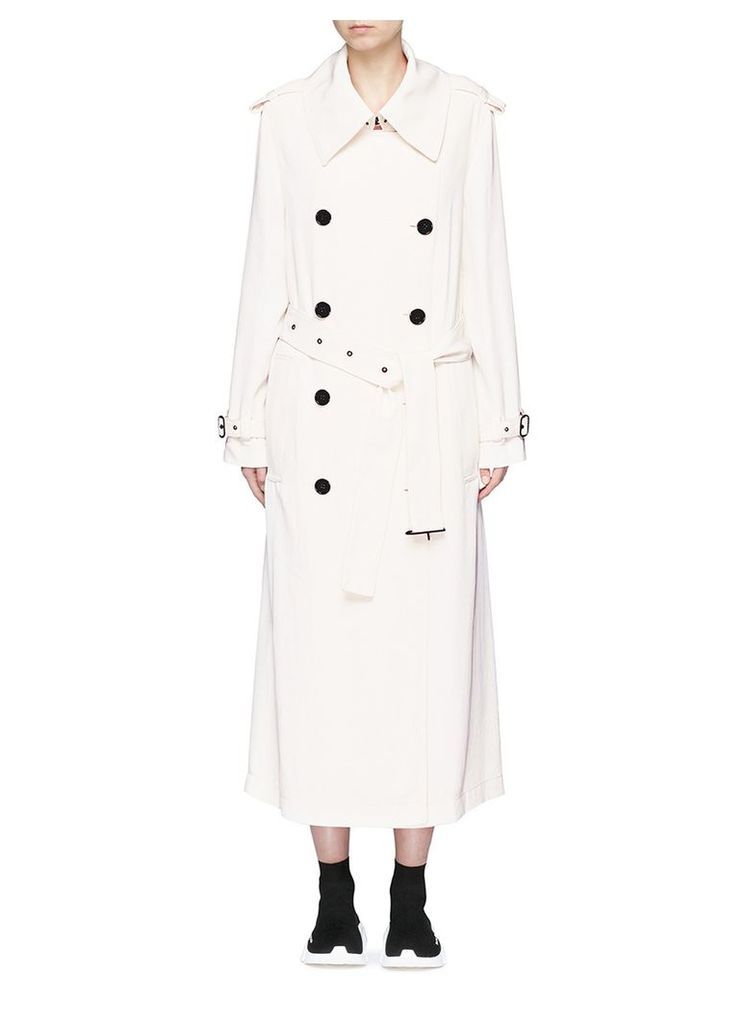 'Lucie' double breasted twill long trench coat