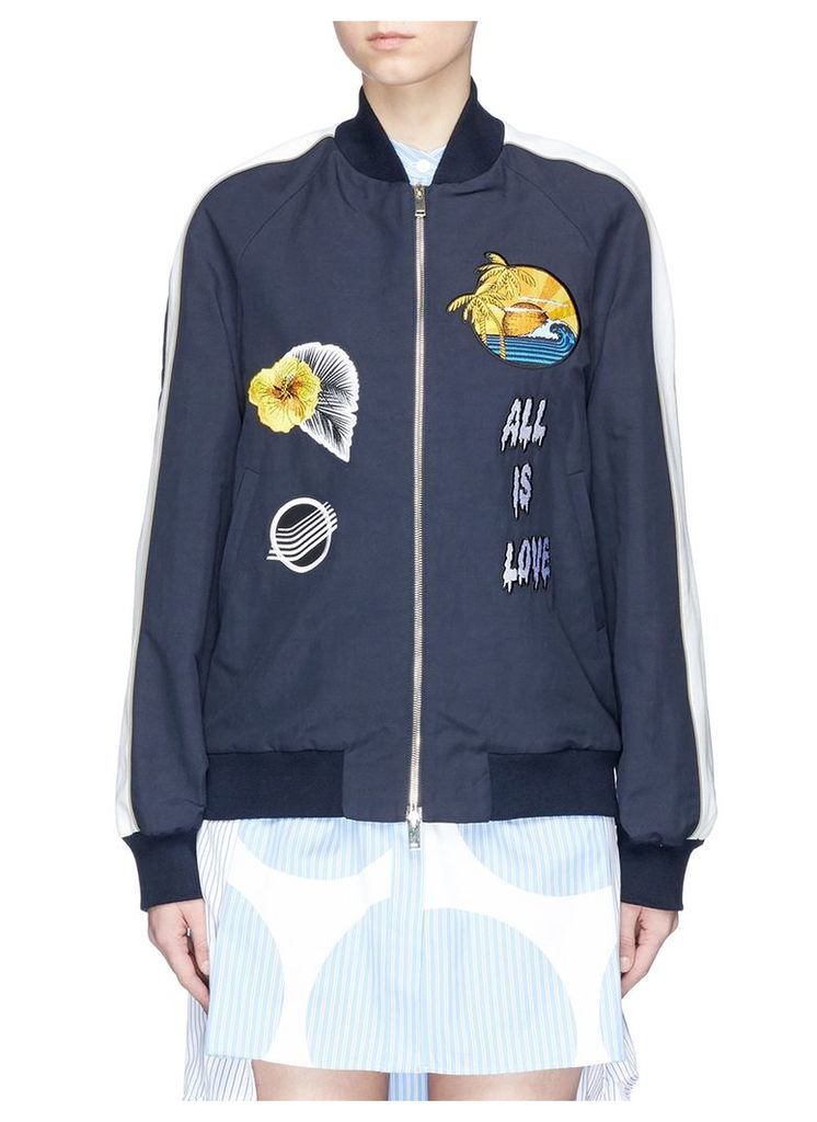 'Lorinda' embroidered patch bomber jacket