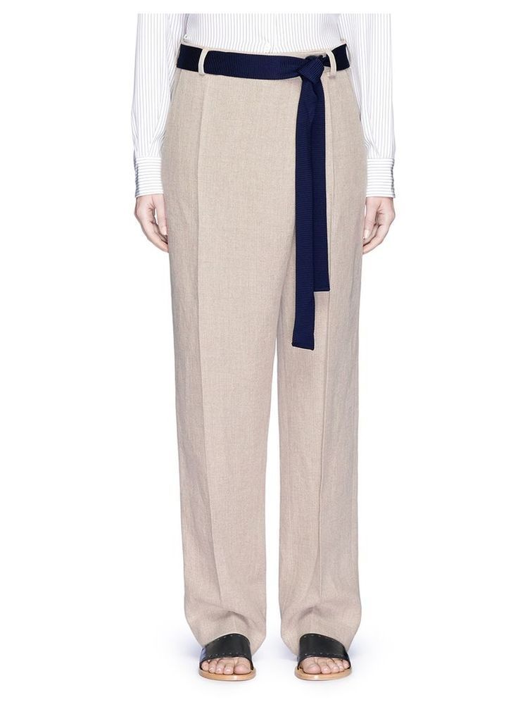 Foldover front relaxed linen pants
