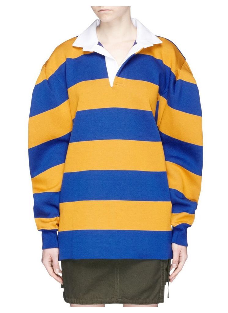 Twill collar stripe oversized rugby sweatshirt