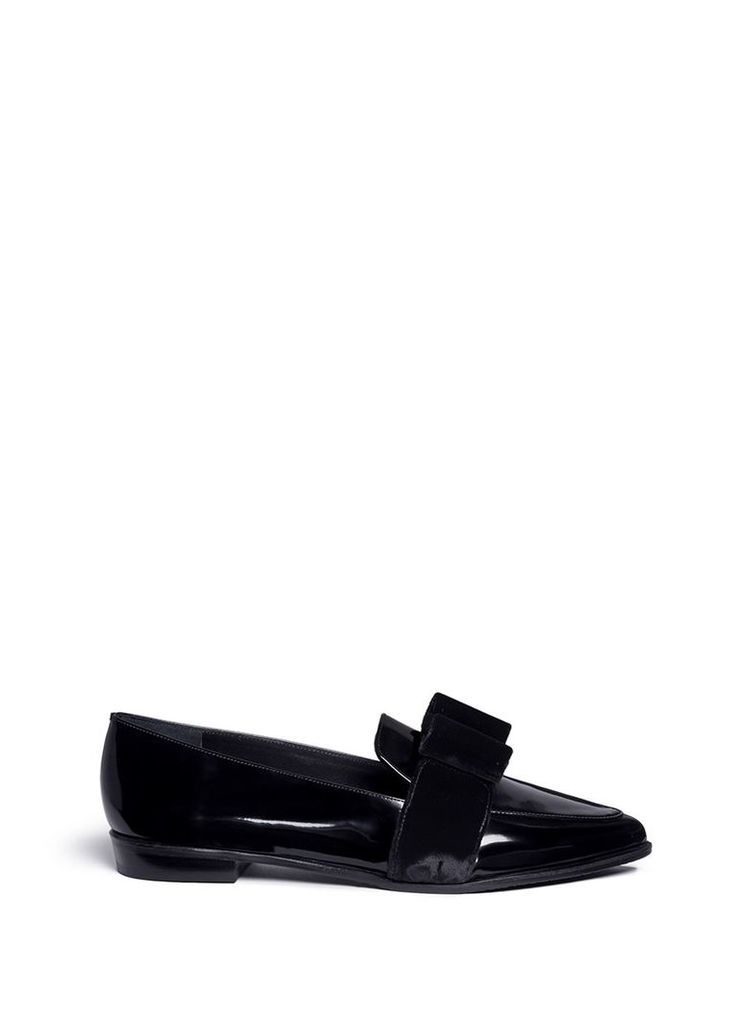 'Tuxarkana' velvet bow spazzolato leather loafers