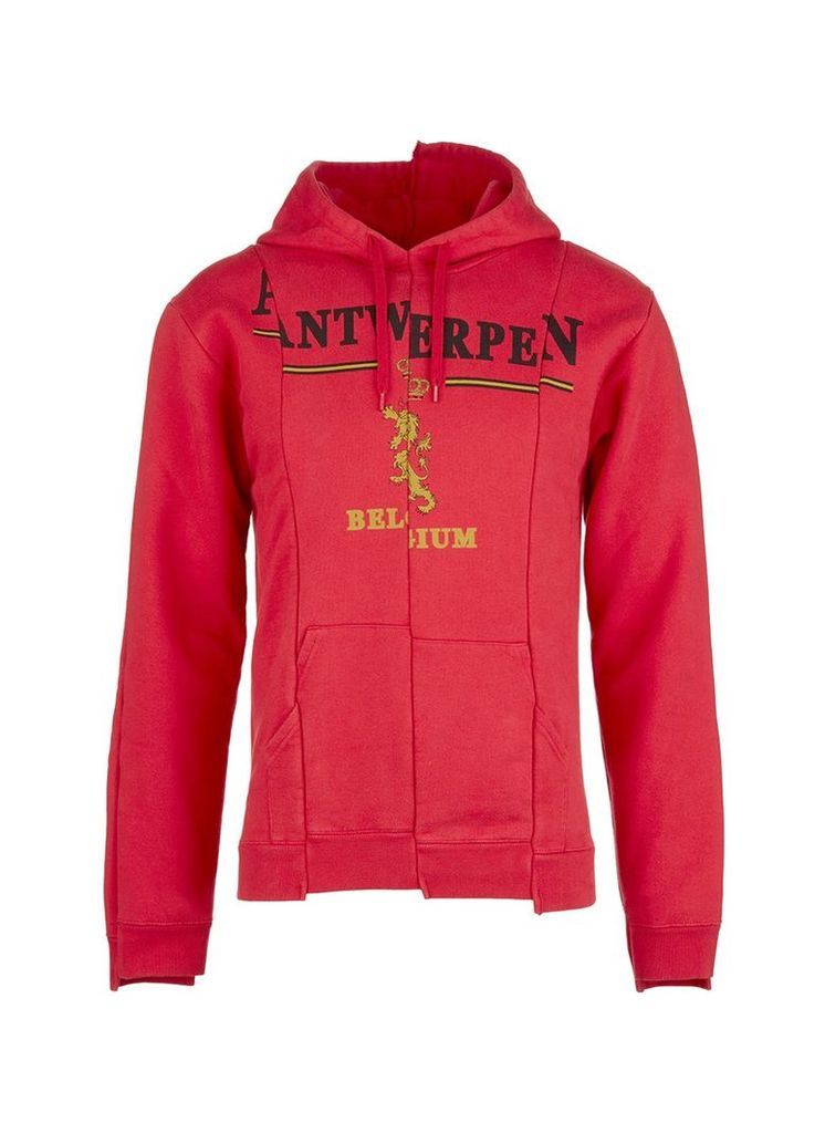 'ANTWERPEN' print patchwork unisex hoodie