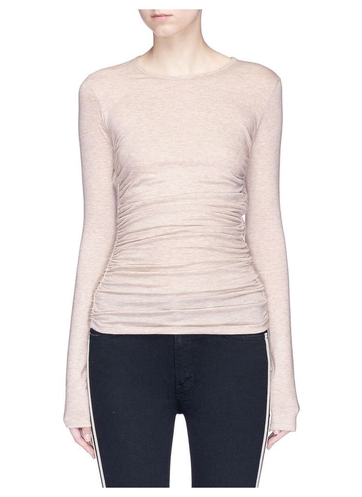 Ruched elastic side modal-blend jersey top