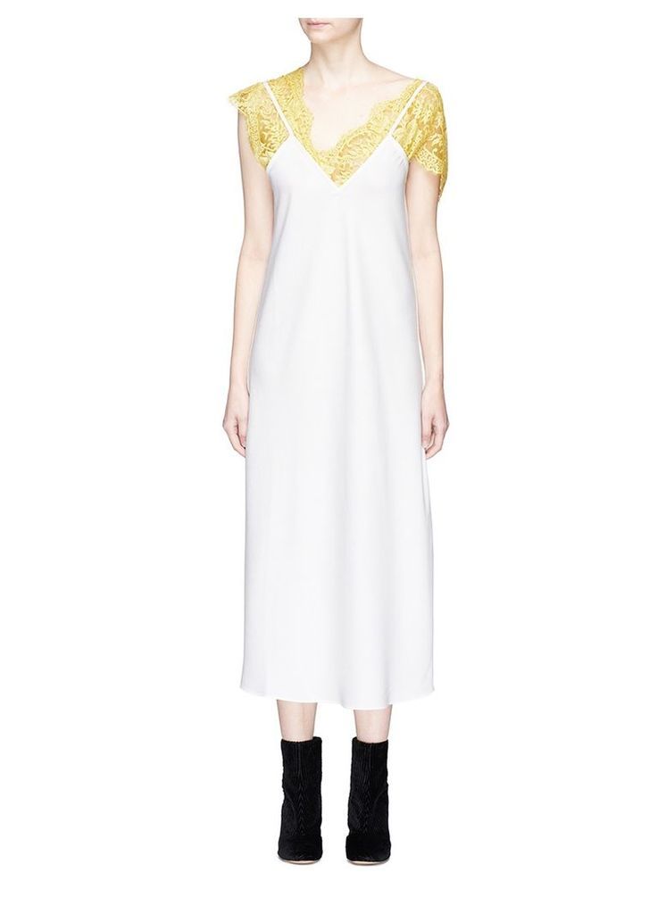 'Boorzwah' floral lace panel crepe slip dress