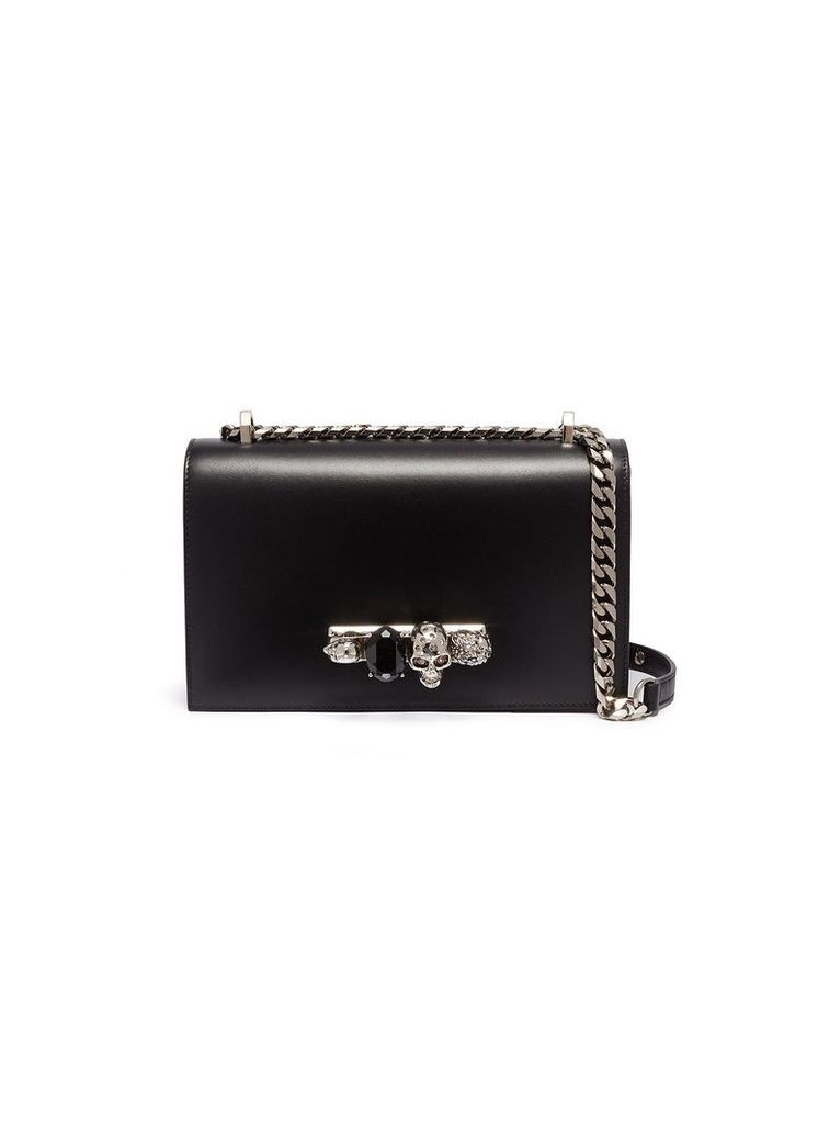 'The Jewelled Satchel' in leather with Swarovski crystal knuckle
