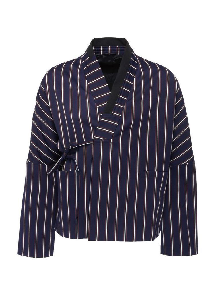 'Raiden' stripe twill unisex kimono jacket