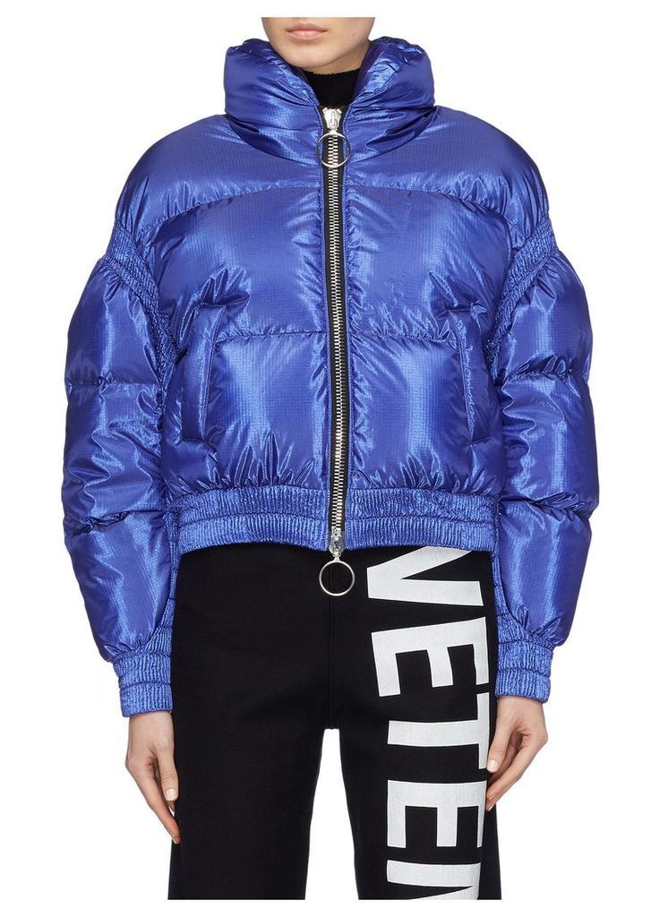 Contrast rib panel cropped down puffer jacket