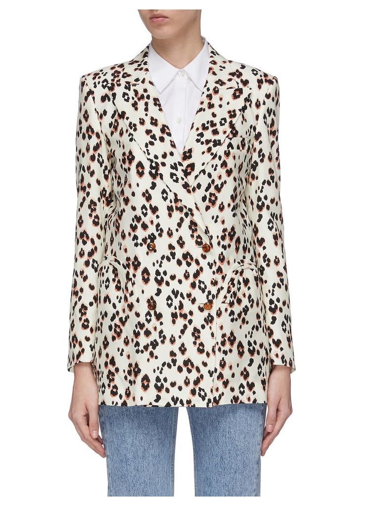'Manitou' peaked lapel leopard print silk everyday blazer