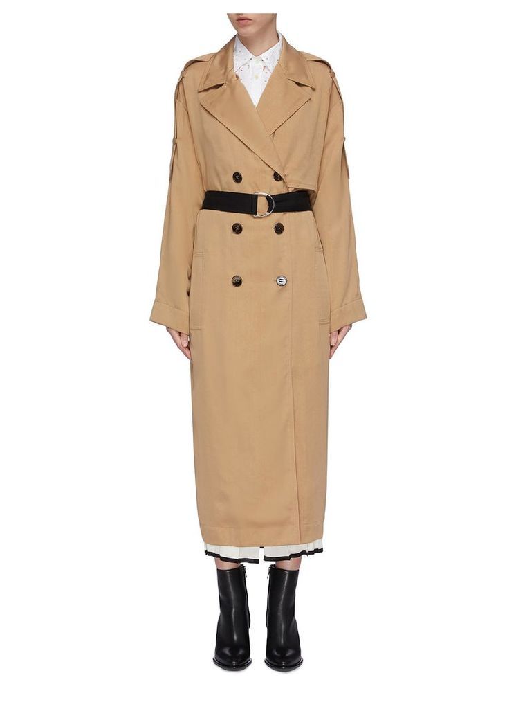 D-ring belted water repellent twill trench coat