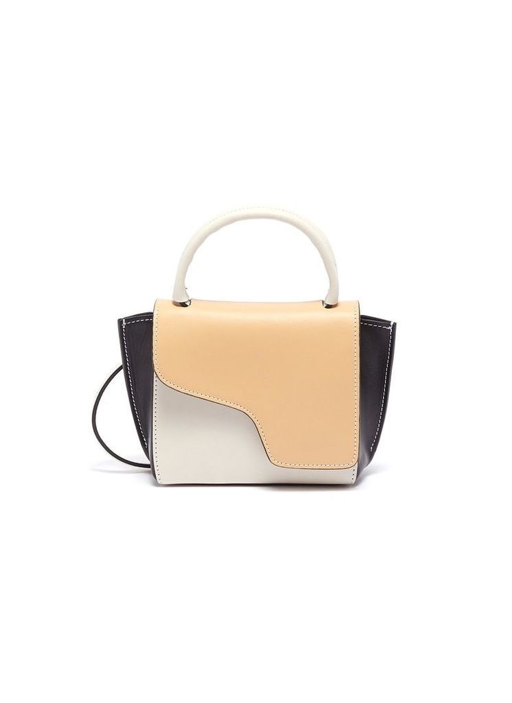 Montalcino' colourblock mini top handle leather bag