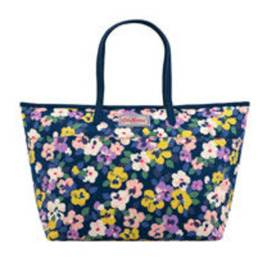 Large Painted Pansies Large Trimmed Tote