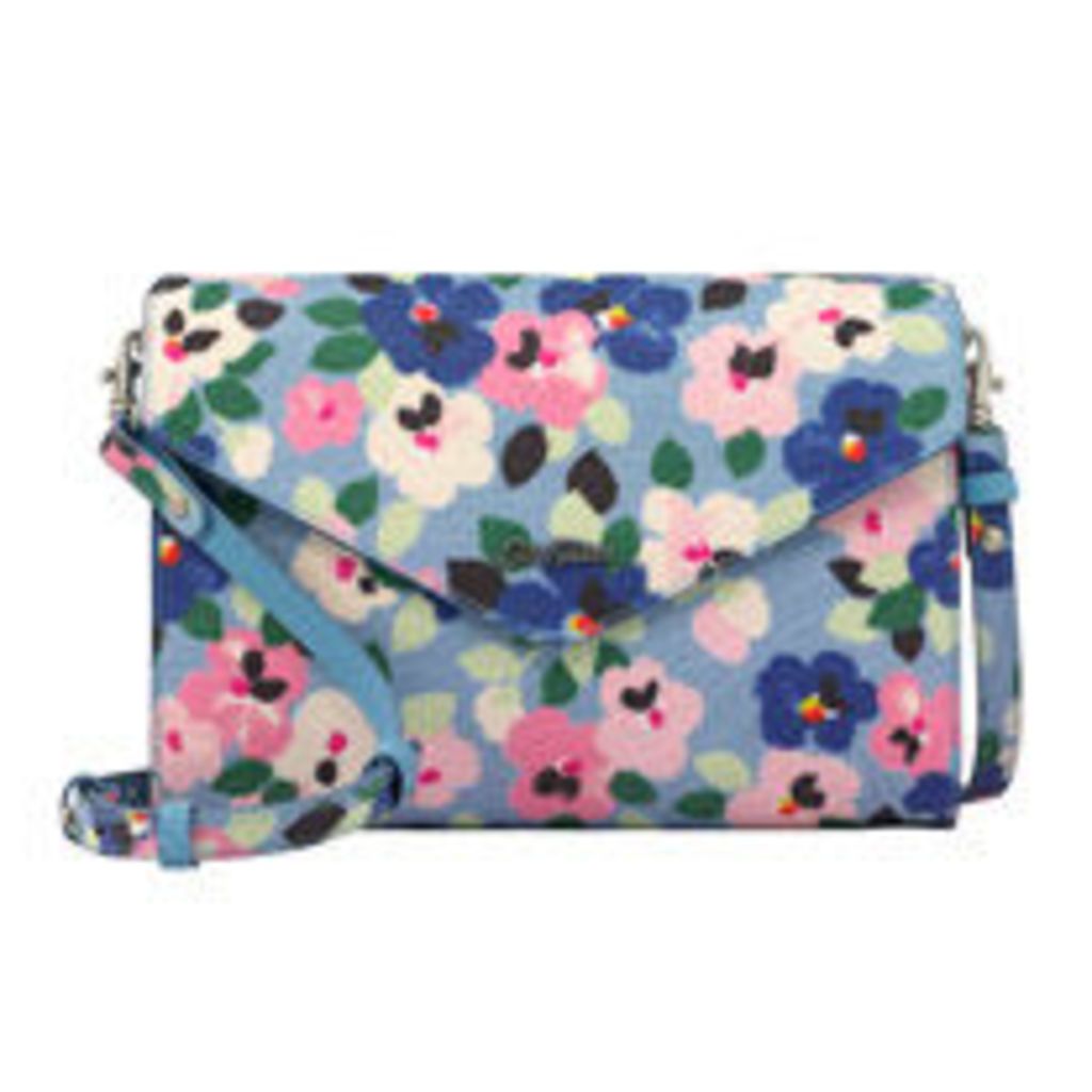 Large Painted Pansies Embossed Occasion Clutch