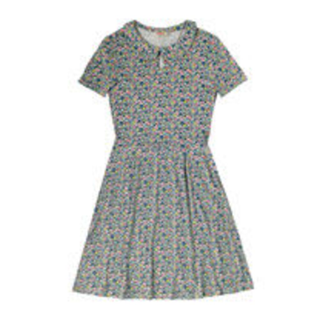 Forest Ditsy Jersey Collar Dress